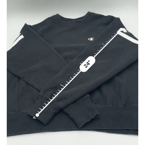 Champion Reverse Weave Mens Oversized Arch Crew Black Sweatshirt Sz Large - Picture 5 of 10